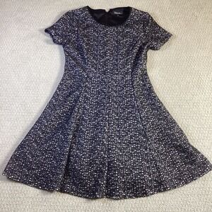 SL Fashions Women's Black White Textured Fit Flare Dress Size 12